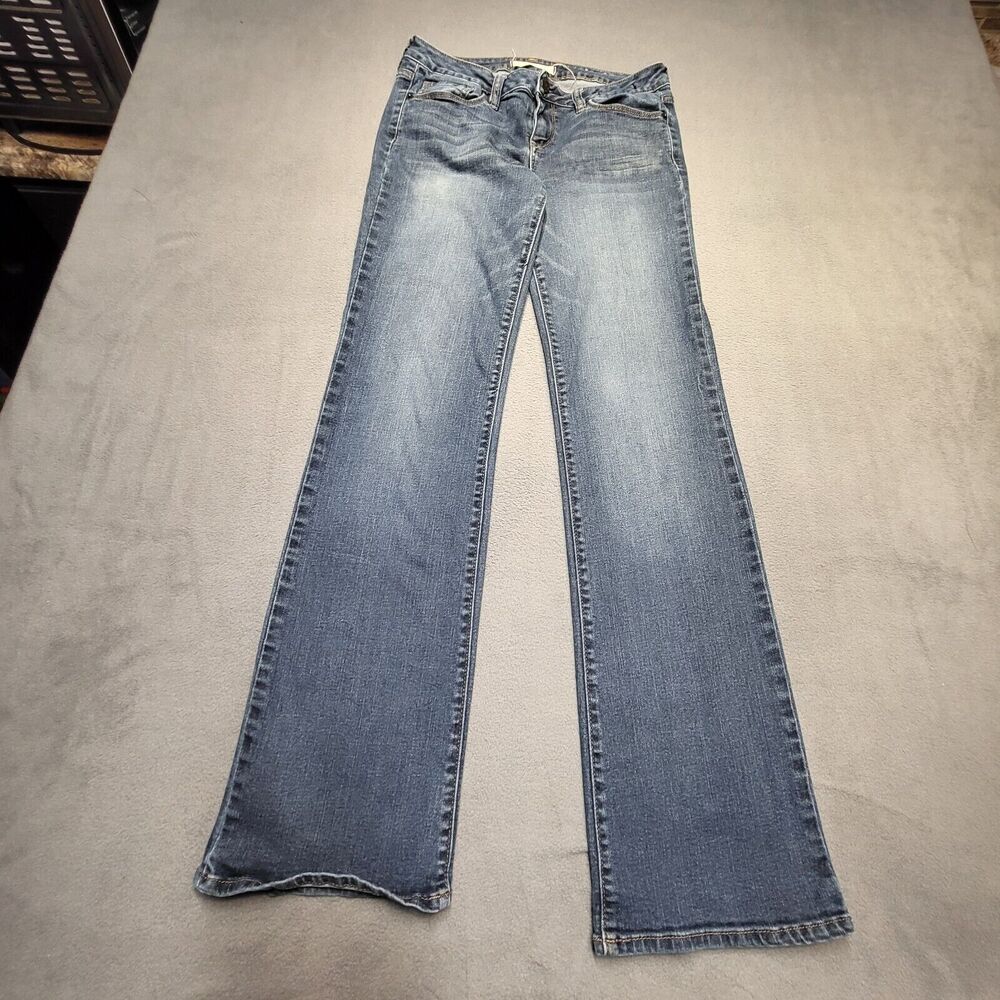 Bullhead Black Jeans Juniors Size 9 Blue Boot Cut Distressed Stretch Denim